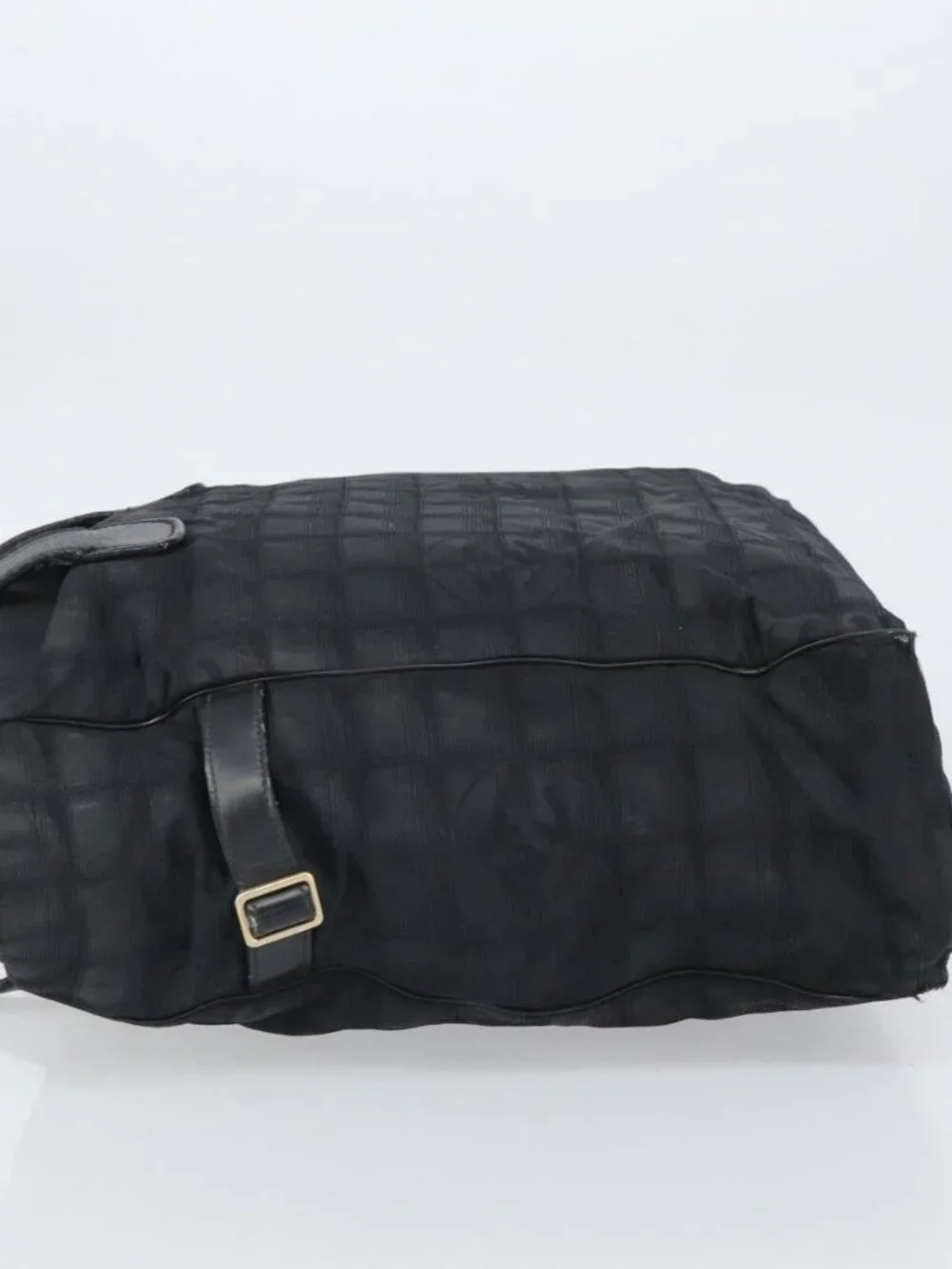 CHANEL New Travel Line Tote Bag Nylon Black Gold CC Auth BA9496